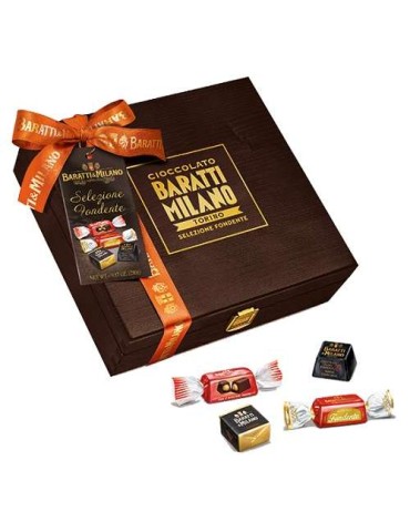 Scatola Cioccolatini Baratti e Milano Le Nostre Specialità Praline Assortite Fondenti Cassetta Legno - 280 g.